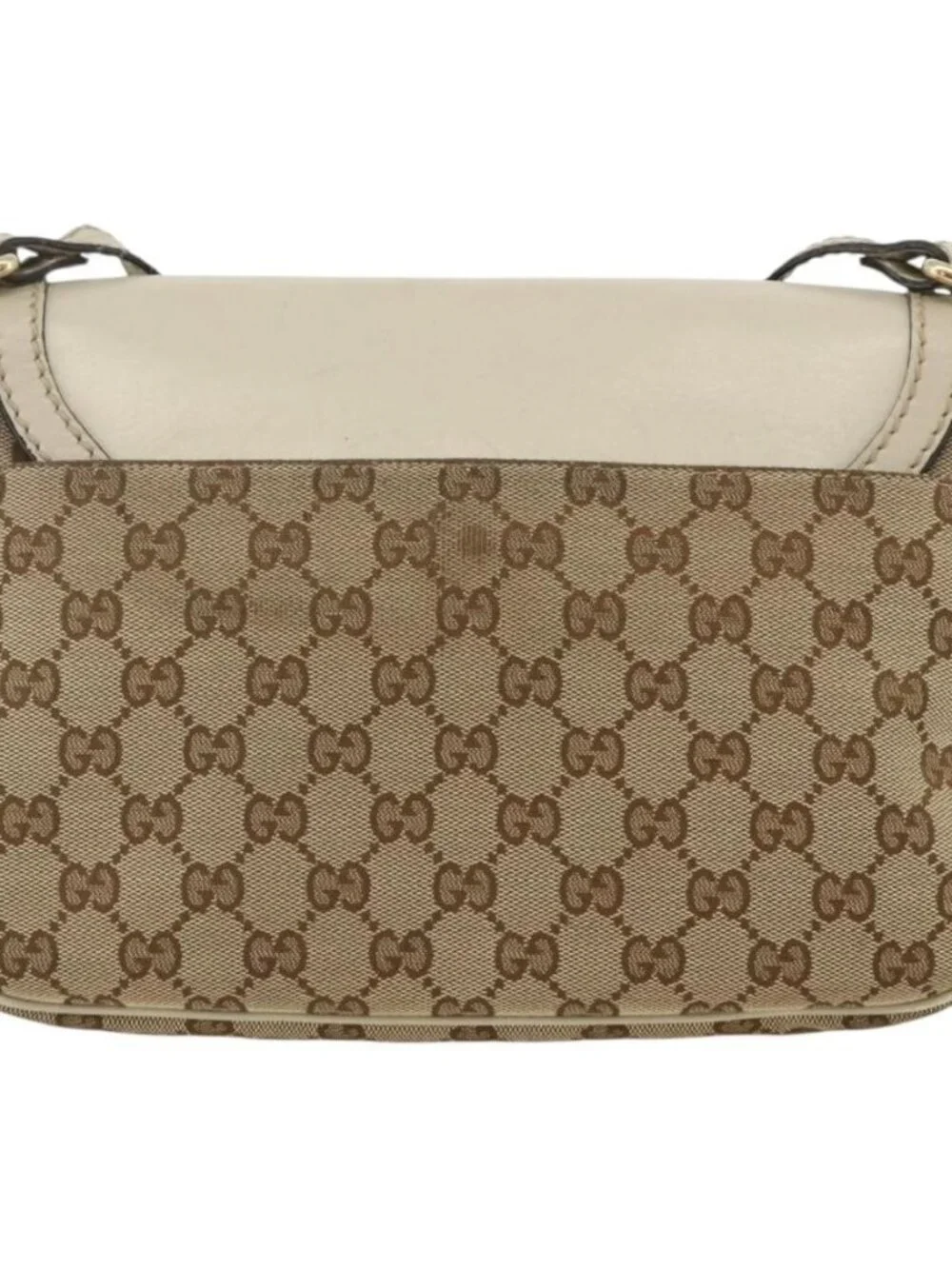 GUCCI GG Canvas Shoulder Bag Beige Gold 308452 Auth ka3497